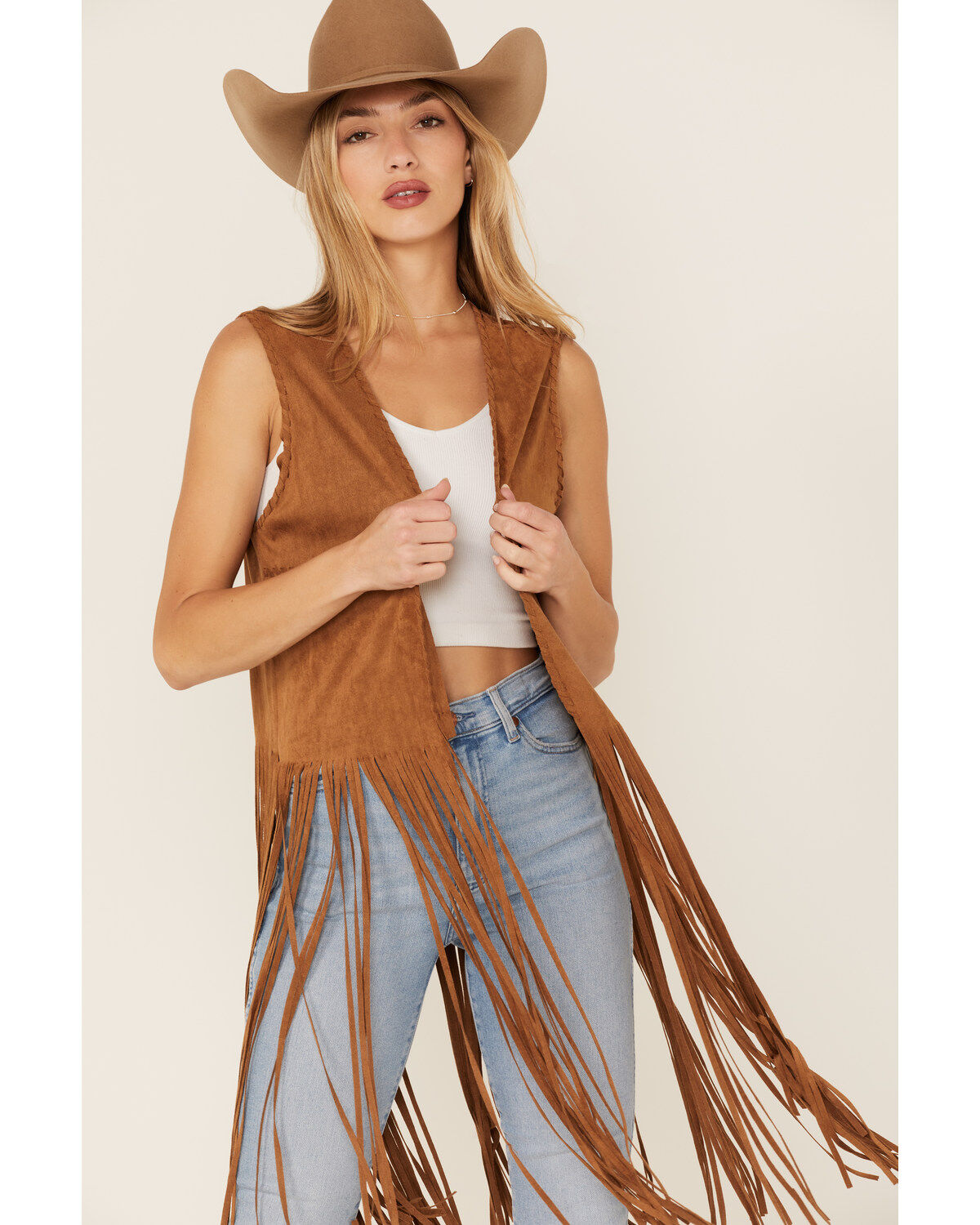 Fornia Women's Suede Fringe Vest