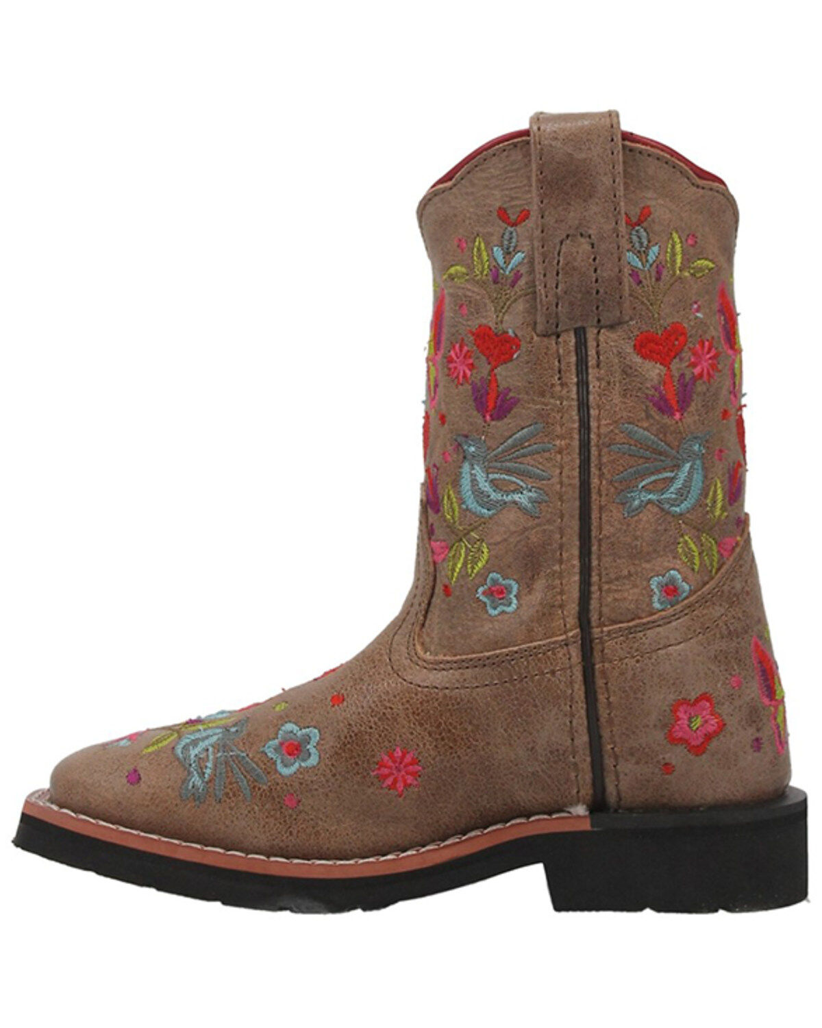 Dan Post Girls' Floral Embroidered Western Boots - Square Toe