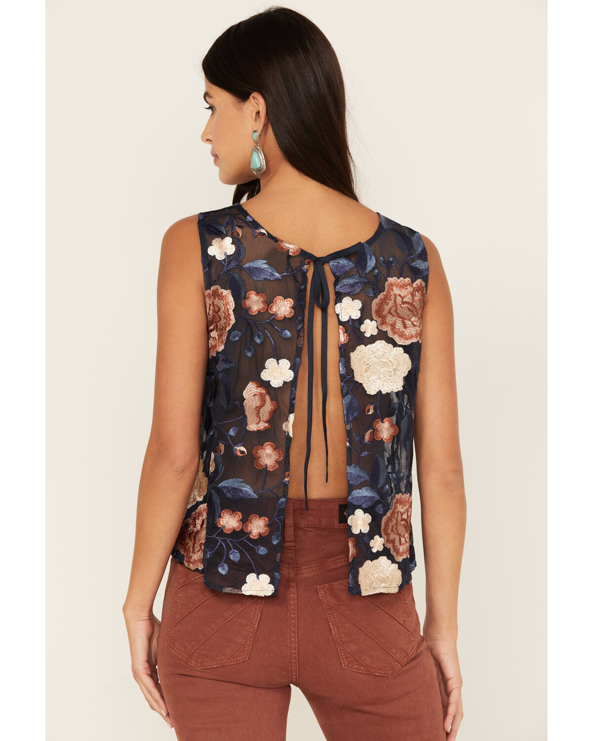 Shyanne Women's Floral Embroidered Mesh Tank Top