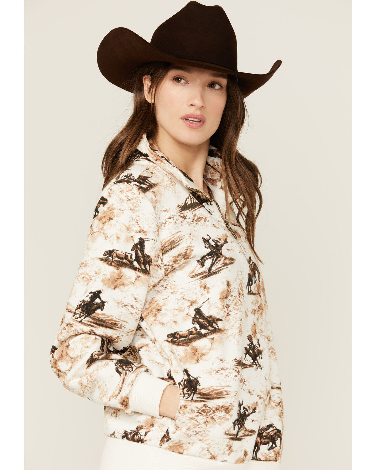 Wrangler Retro Women's Bronco Print 1/2 Zip Pullover