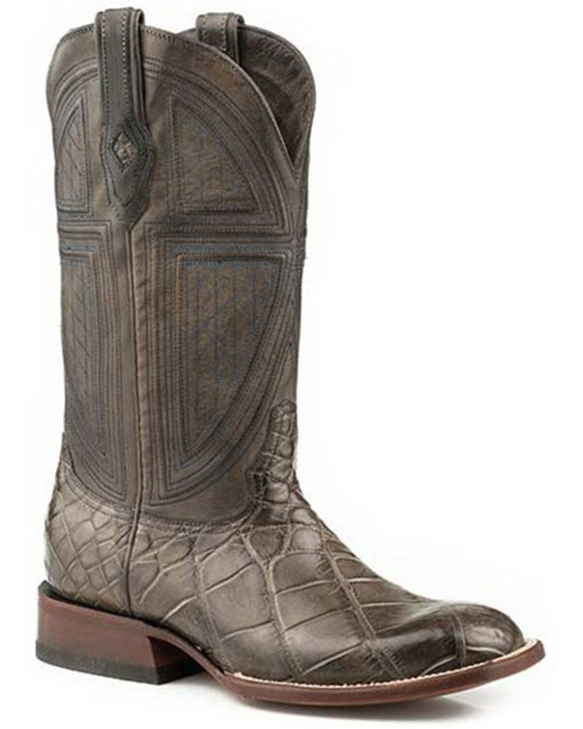 Stetson Men's Grator Alligator Vamp Exotic Western Boots - Square Toe