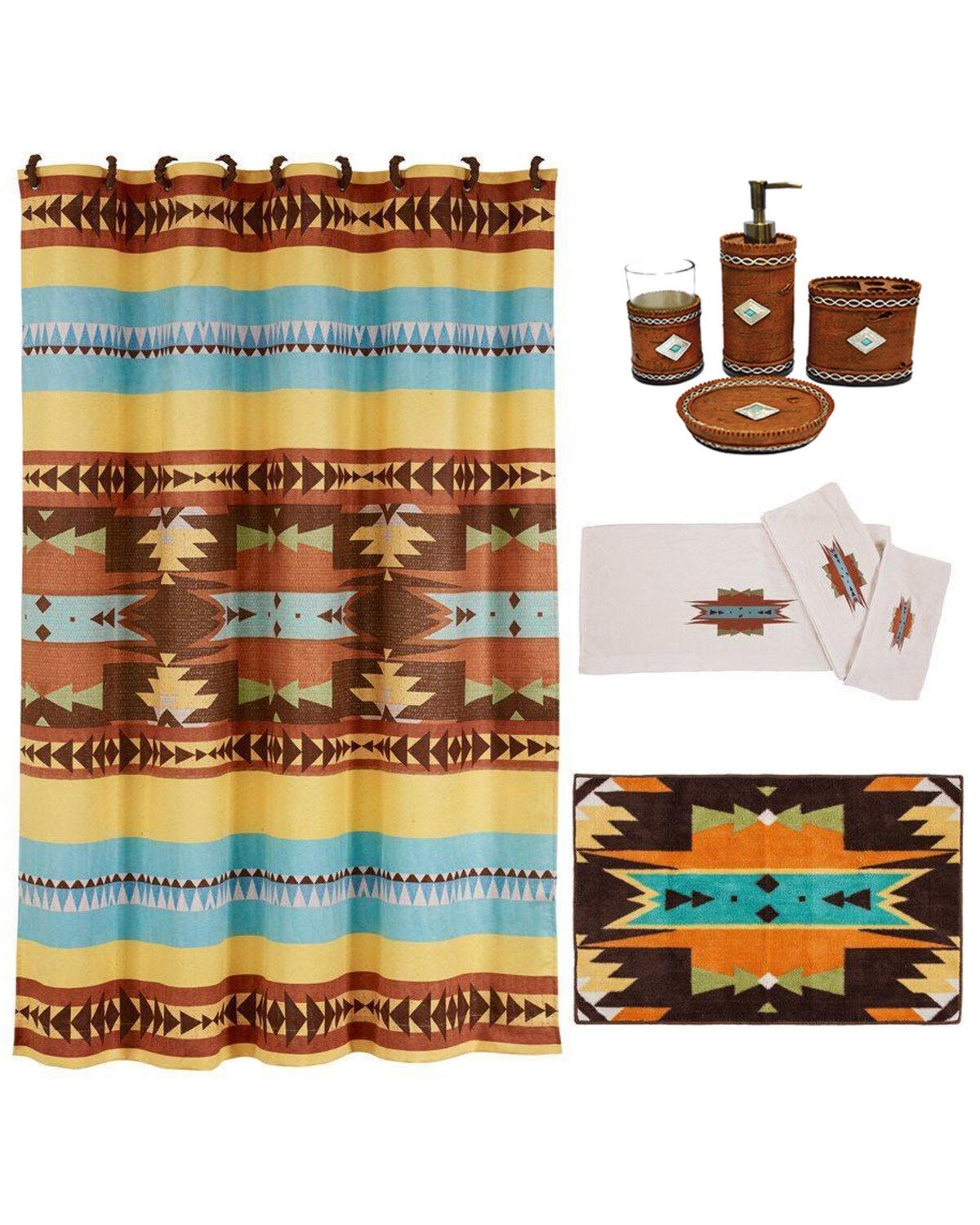 HiEnd Accents Navajo Bath Accessory & Mesa Towel Set - 9 Piece