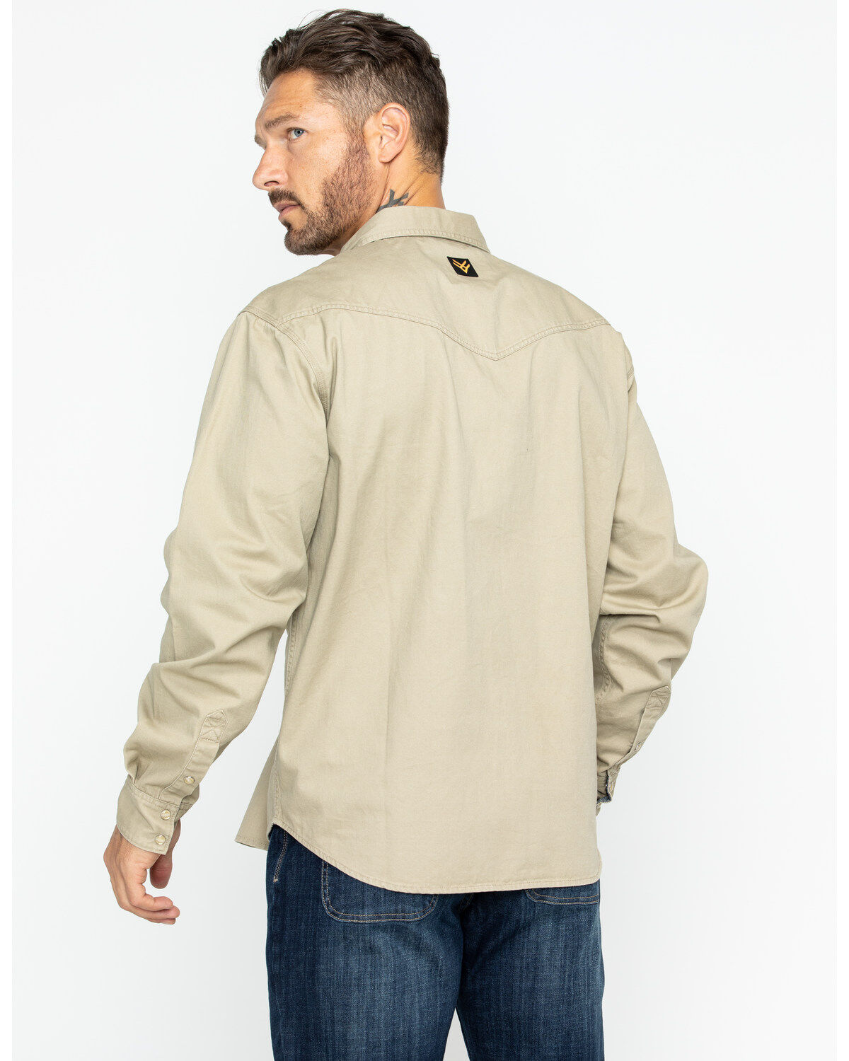 Hawx Men's Khaki Twill Snap Long Sleeve Western Work Shirt - Big