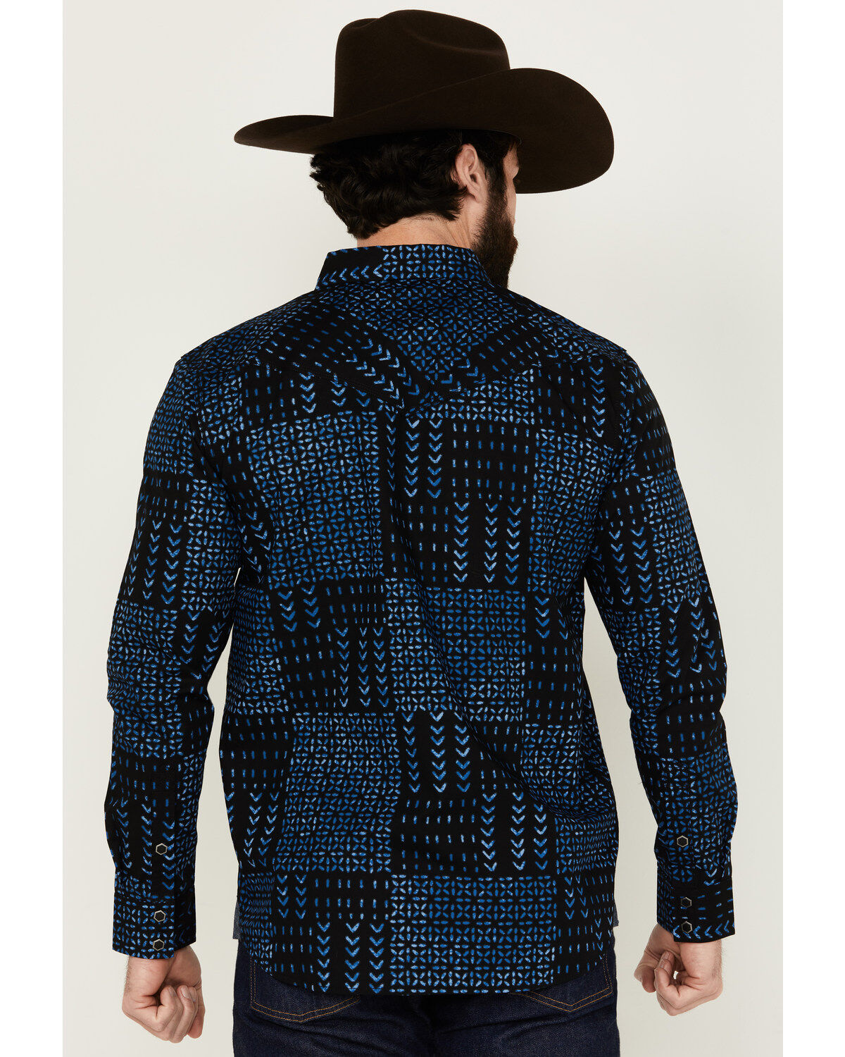 Moonshine Spirit Men's Twilight Southwestern Geo Print Long Sleeve Snap Western Shirt