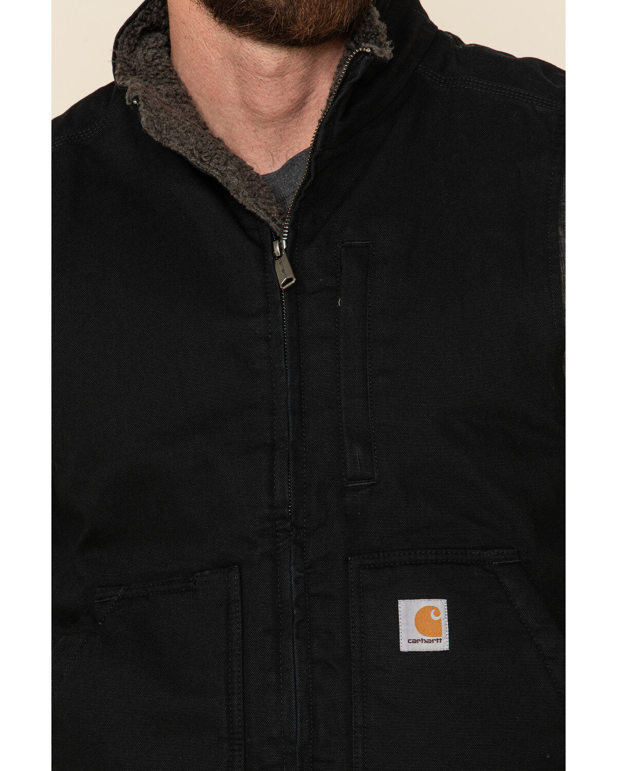 Carhartt Men's Washed Duck Sherpa Lined Mock Neck Loose Fit Work Vest
