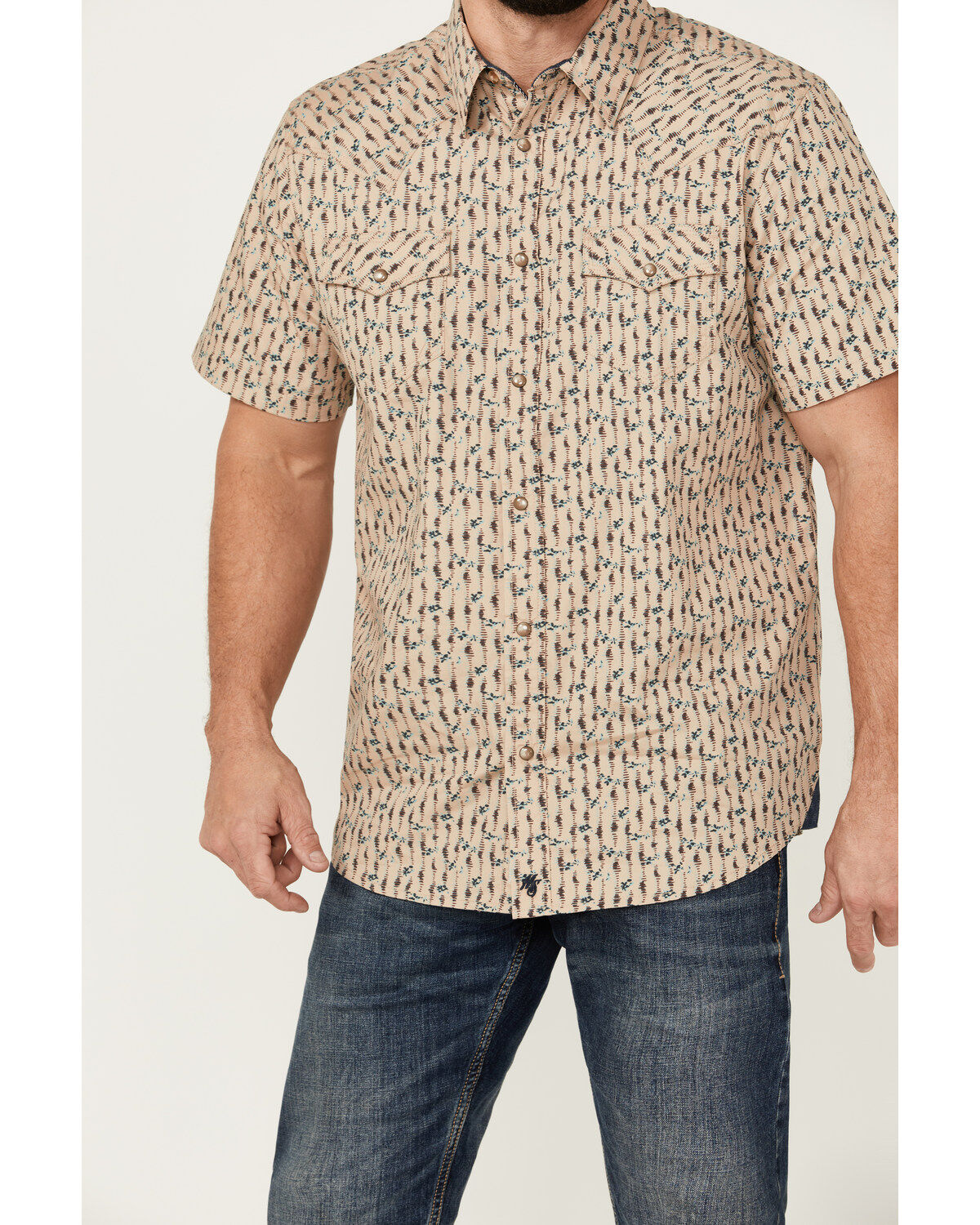 Moonshine Spirit Men's Vinyl Printed Short Sleeve Snap Western Shirt