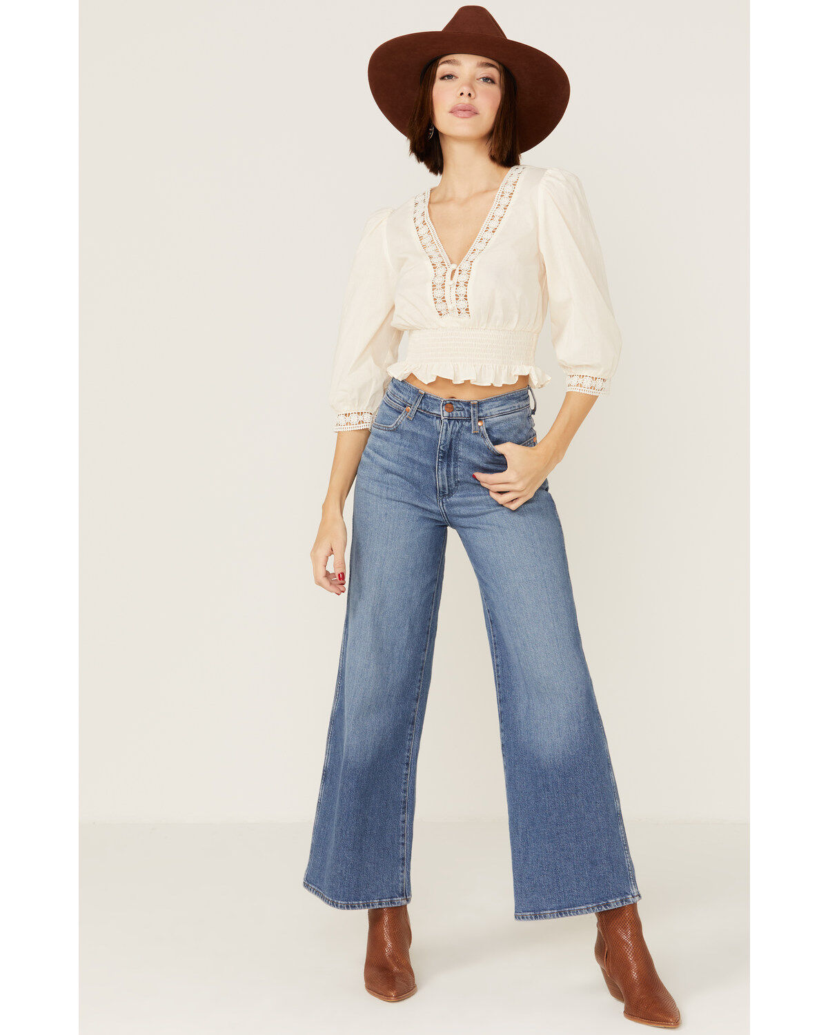 Lush Women's Lace Trim Blouse