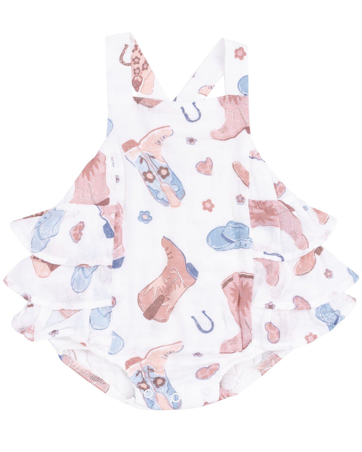Angel Dear Infant Girls' Cowboy Boots Ruffle Sunsuit Onesie