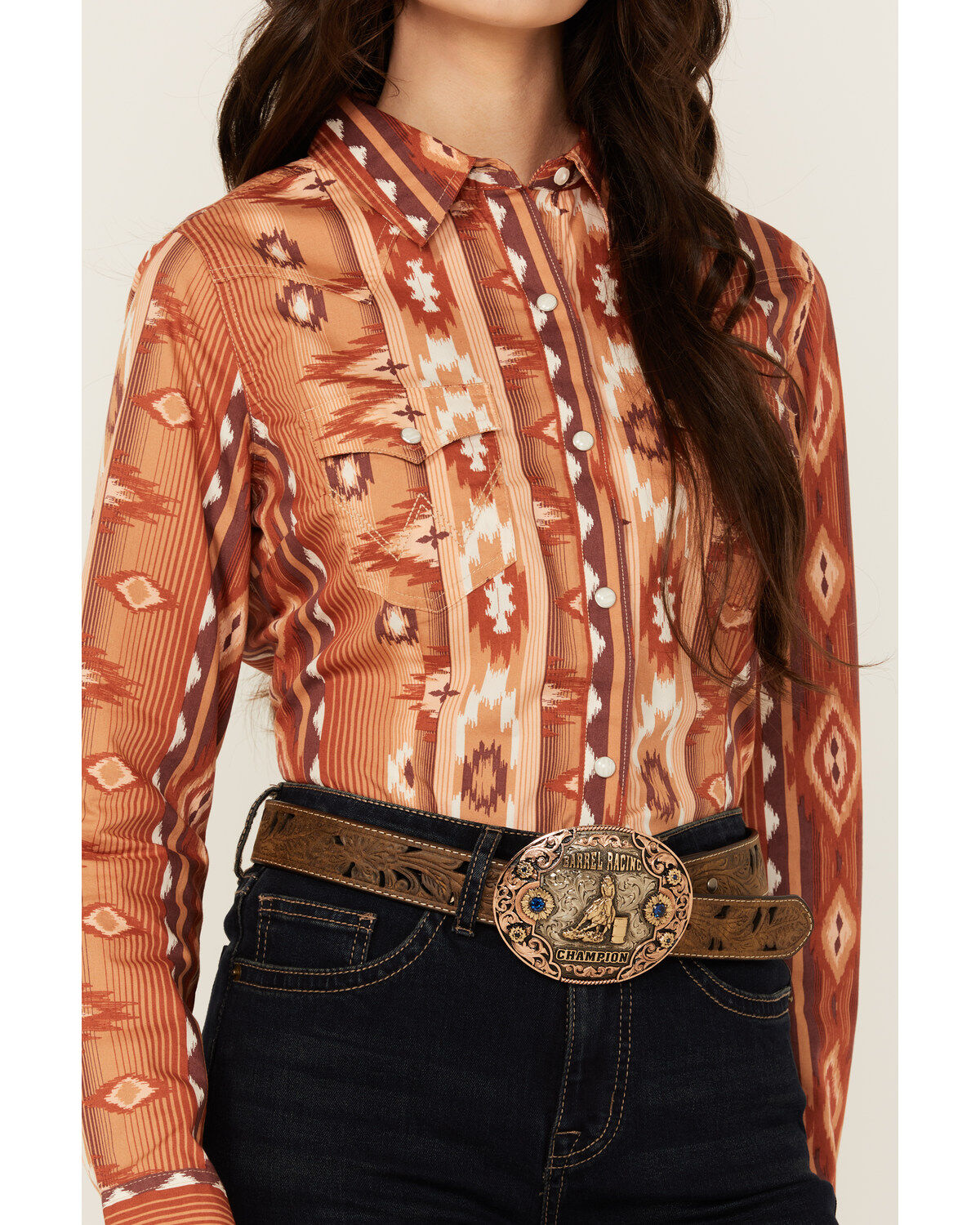 Wrangler Retro Women's Southwestern Print Long Sleeve Snap Western Shirt