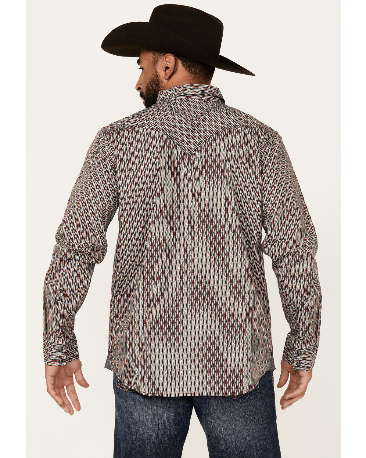 Moonshine Spirit Men's Sunset Geo Print Long Sleeve Snap Western Shirt