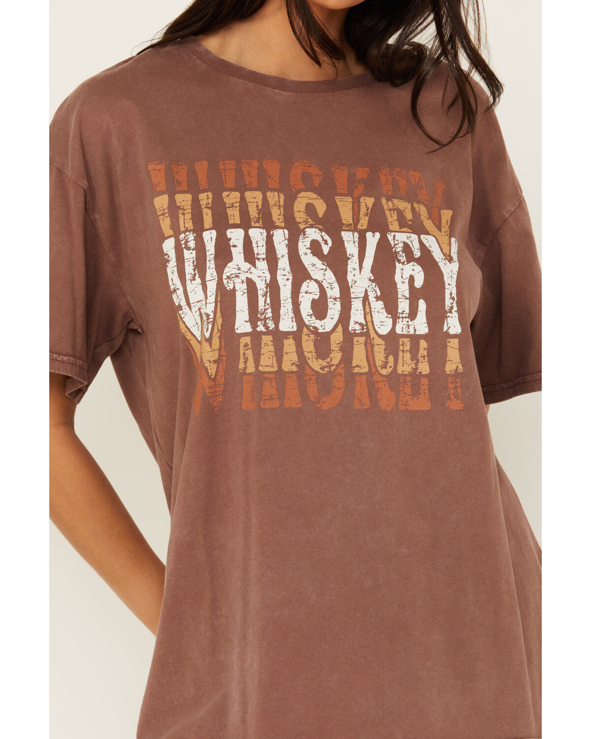 Rock & Roll Denim Women's Whiskey Rhinestone Short Sleeve Graphic Tee