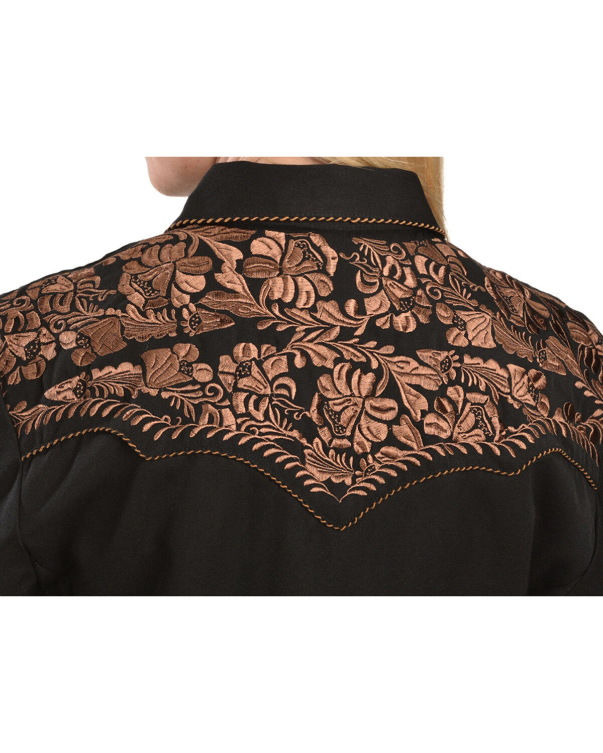 Scully Women's Floral Embroidered Long Sleeve Western Shirt
