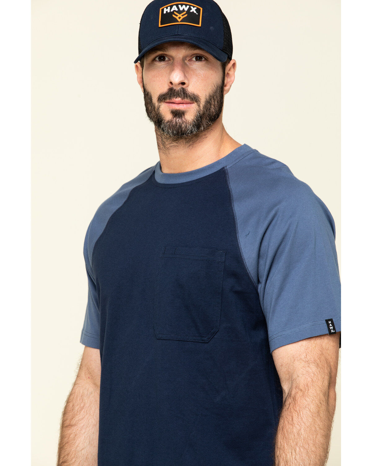 Hawx Men's Navy Midland Short Sleeve Baseball Work T-Shirt - Tall
