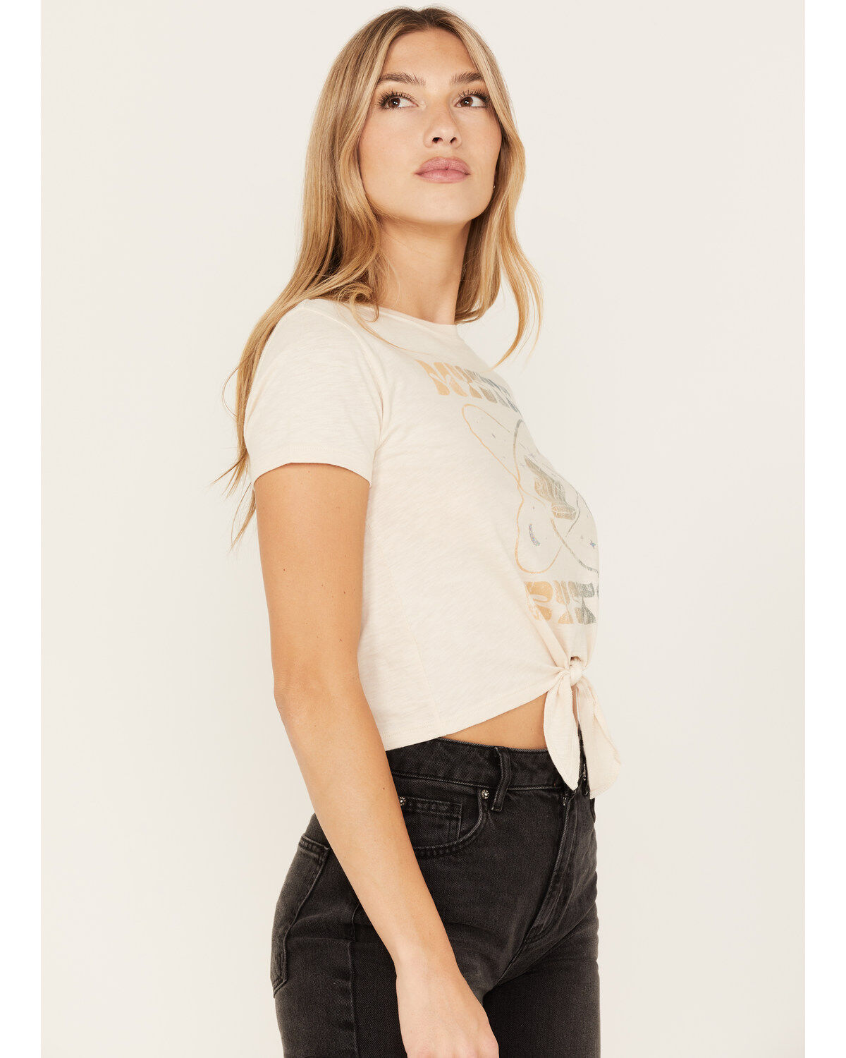 Shyanne Women's Mystic Crystal Tie Front Graphic Tee