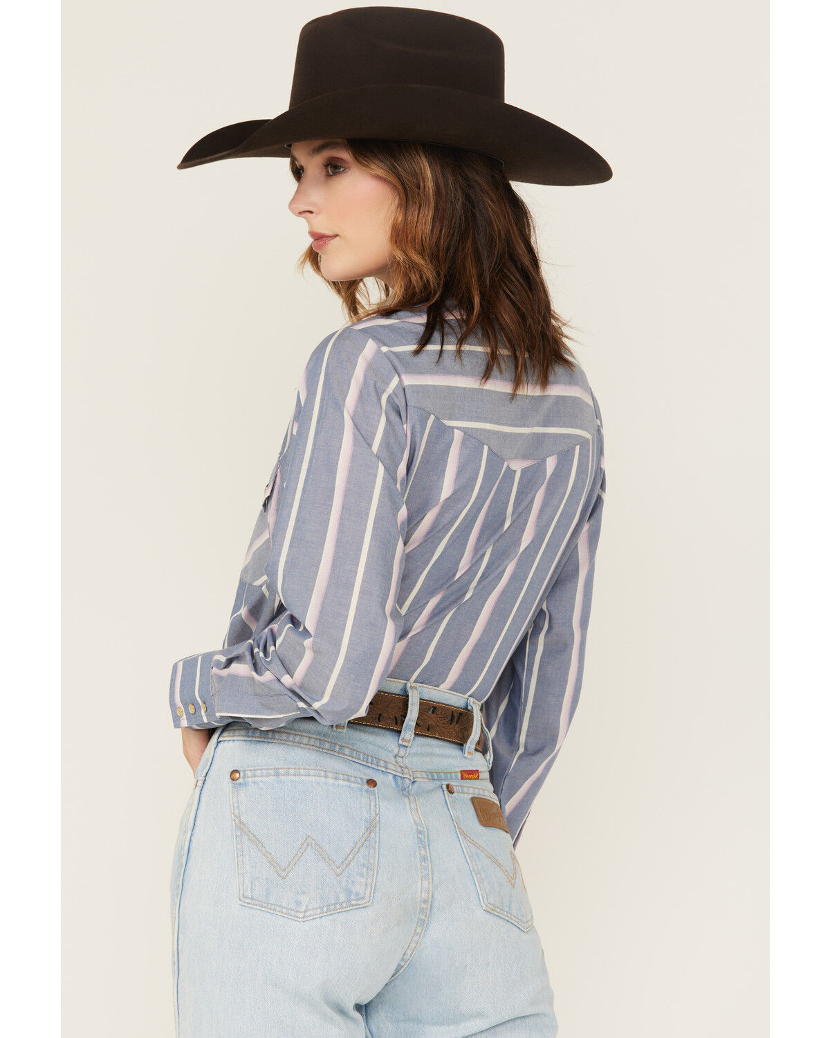 Cowboygirl by Jenna Paulette Women's Striped Long Sleeve Pearl Snap Western Shirt