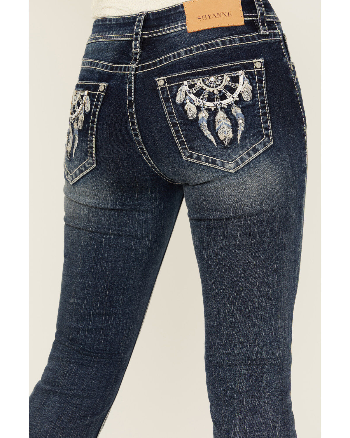 Shyanne Women's Dreamcatcher Dark Wash Mid Rise Bootcut Stretch Denim Jeans