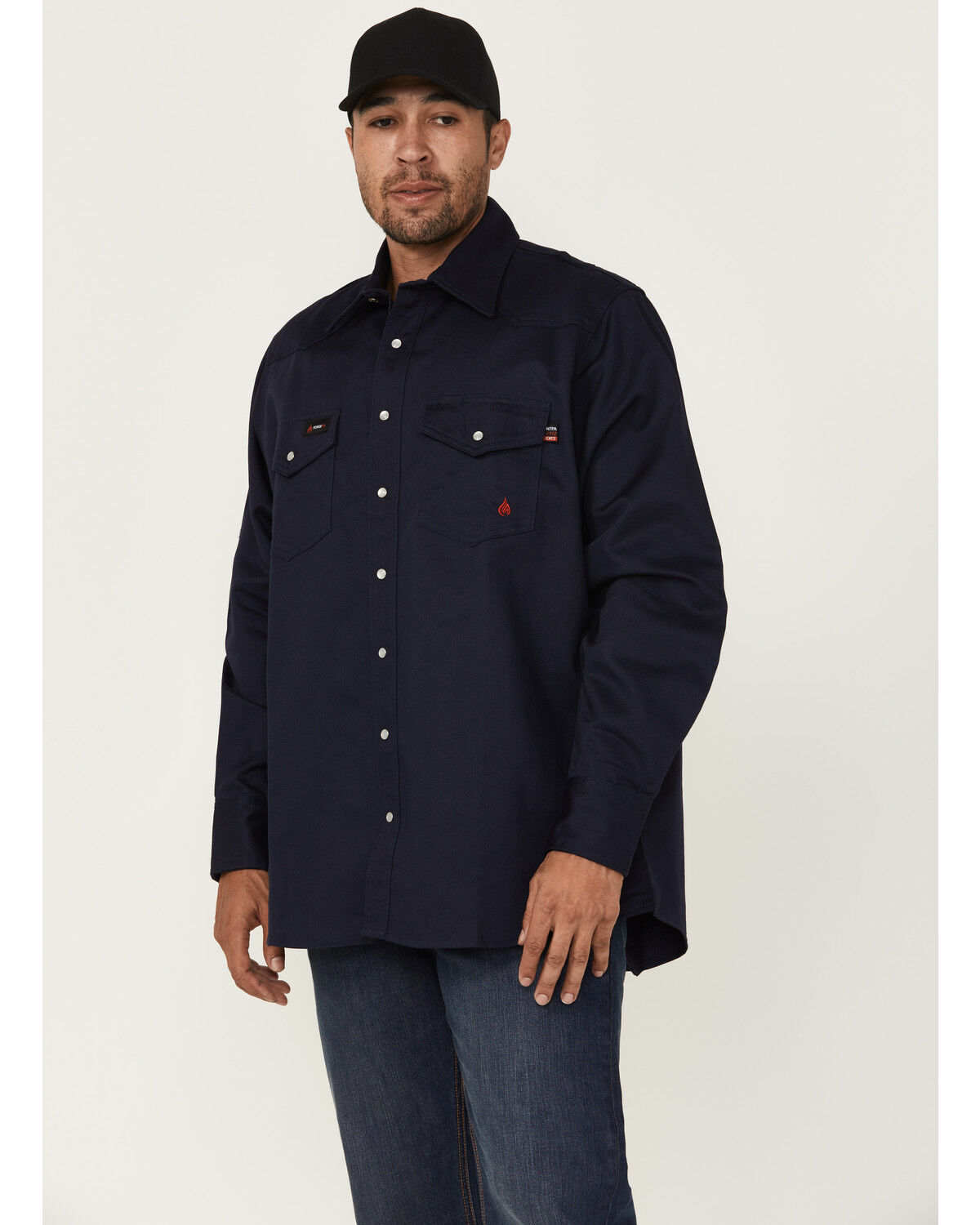 Forge Workwear Men's FR Solid Long Sleeve Snap Work Shirt