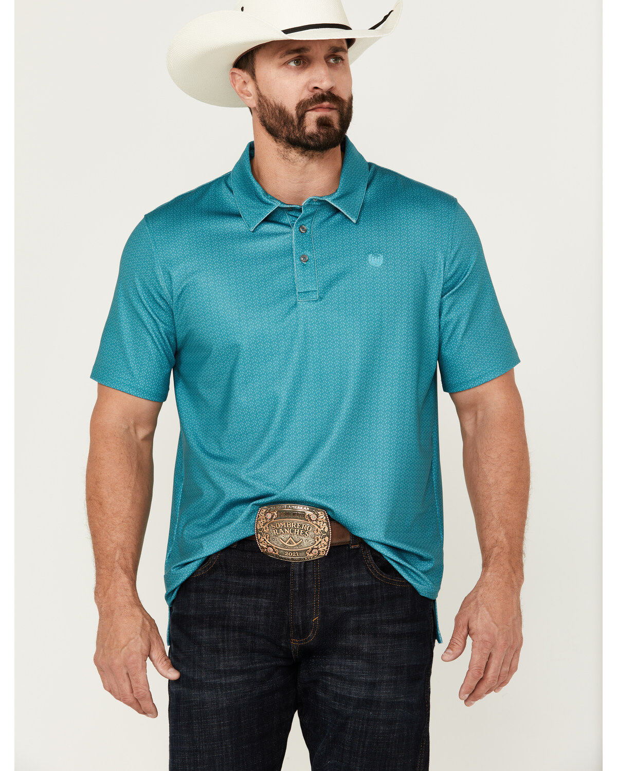 Panhandle Men's Ditsy Dot Print Short Sleeve Performance Polo Shirt