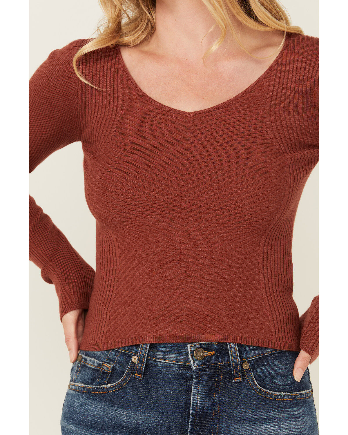 Shyanne Women's Ribbed Long Sleeve Sweater