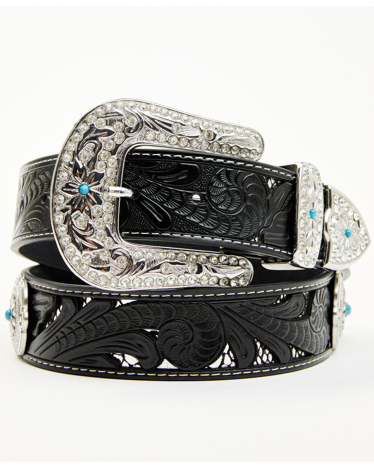 Shyanne Women's Underlay Concho Studded Tooled Belt