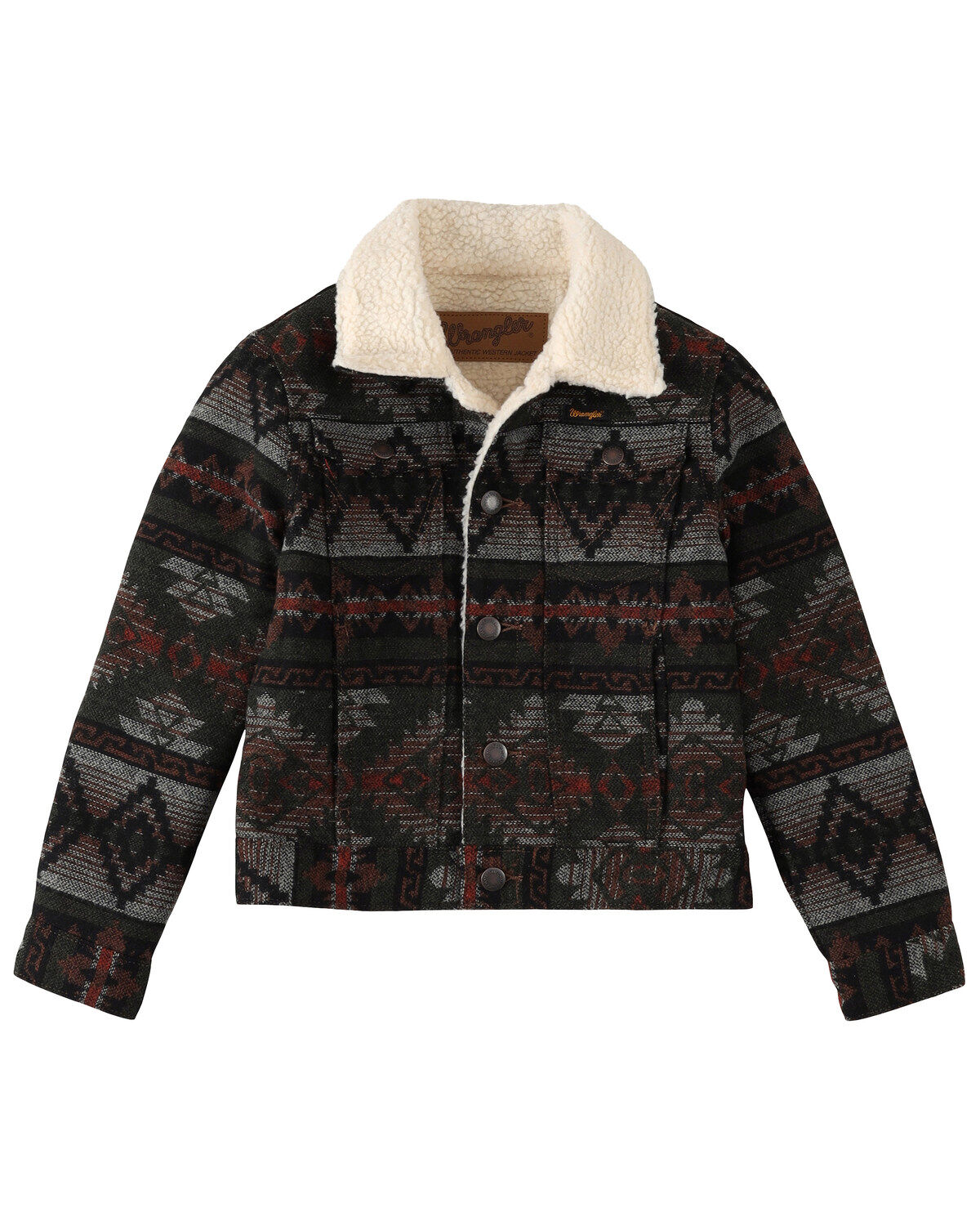 Wrangler Boys' Jaquard Sherpa Lined Jacket