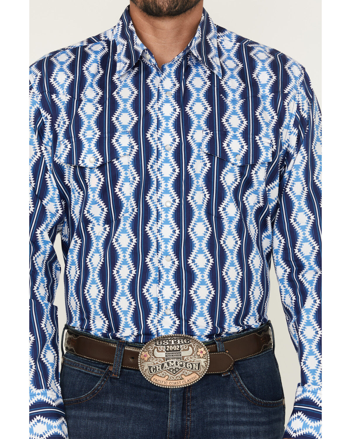 Wrangler Men's Checotah Southwestern Print Long Sleeve Snap Western Shirt