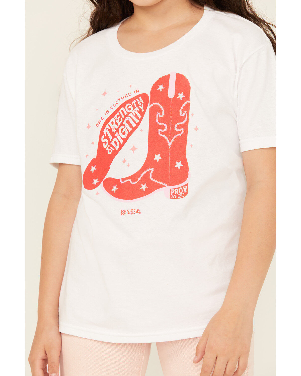 Kerusso Girls' Strength And Dignity Short Sleeve Graphic Tee