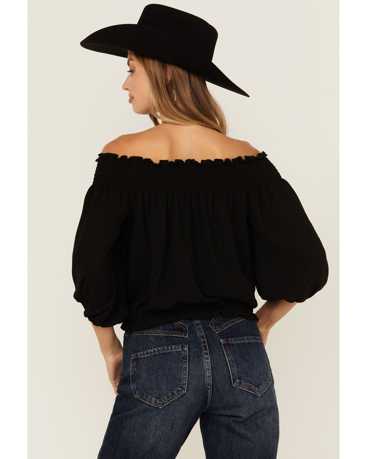 Wild Moss Women's Solid Smocked Off The Shoulder Top