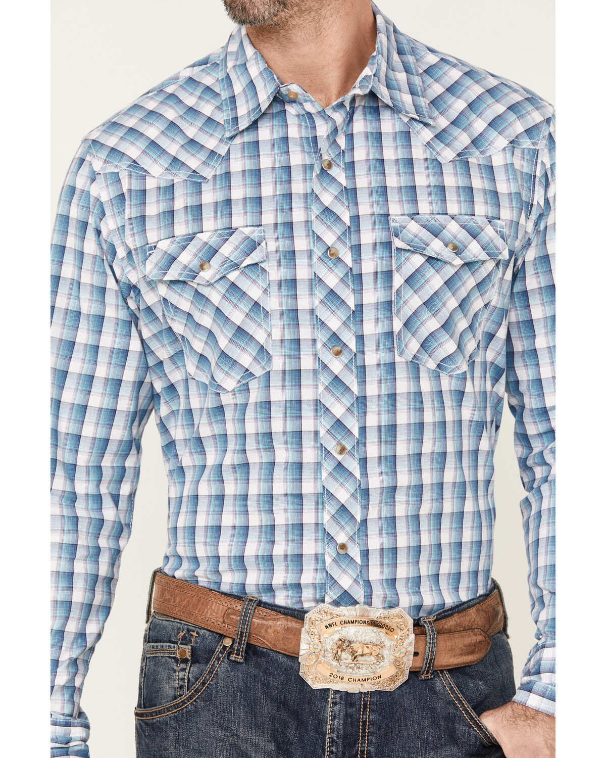 Wrangler 20x Men's Plaid Print Long Sleeve Snap Western Shirt