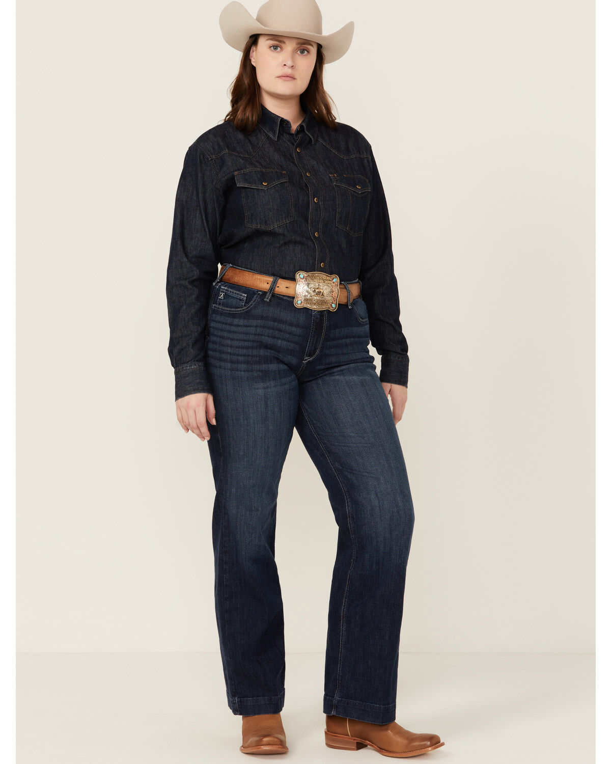 Ariat Women's Dark Wash Mid Rise Angela Trouser Jeans - Plus