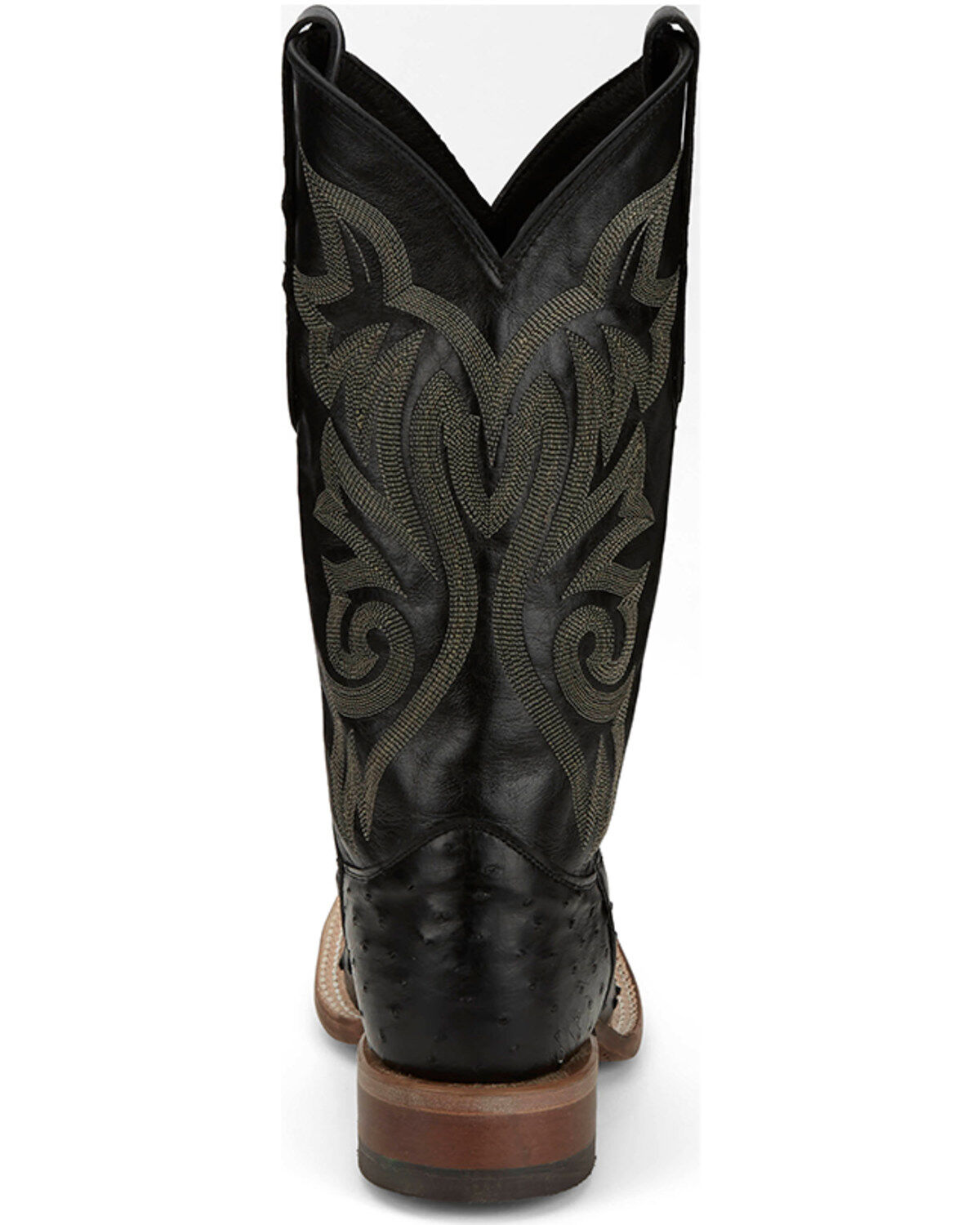 Justin Men's Exotic Full Quill Ostrich Western Boots - Broad Square Toe