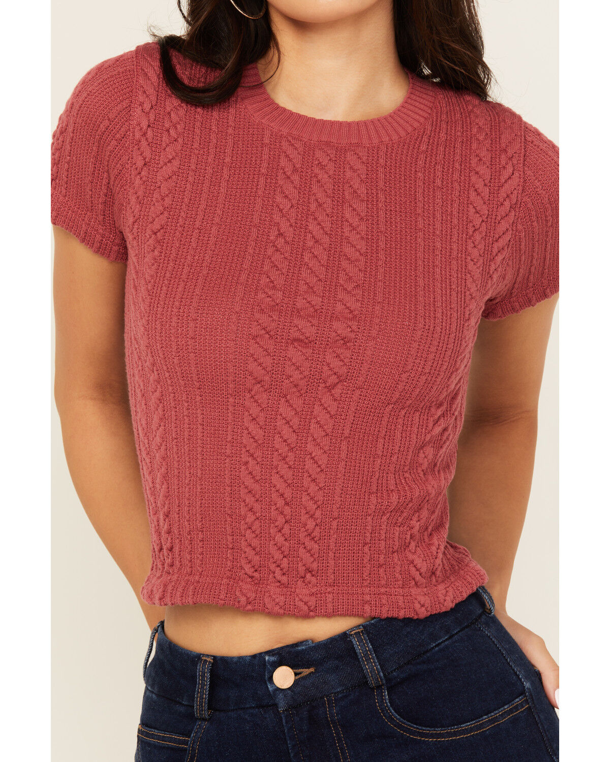 Evergreen Women's Cable Rib Short Sleeve Top