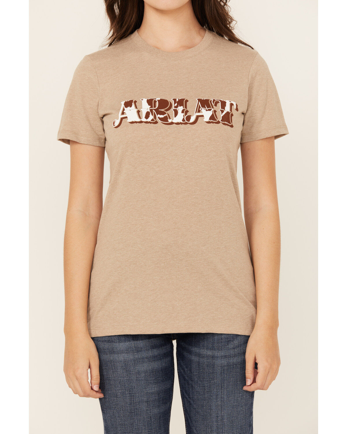 Ariat Women's Boot Barn Exclusive Cow Print Logo Short Sleeve Graphic Tee
