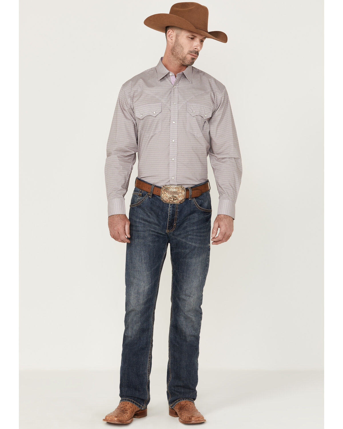 Resistol Men's Arcadia Geo Print Long Sleeve Pearl Snap Western Shirt