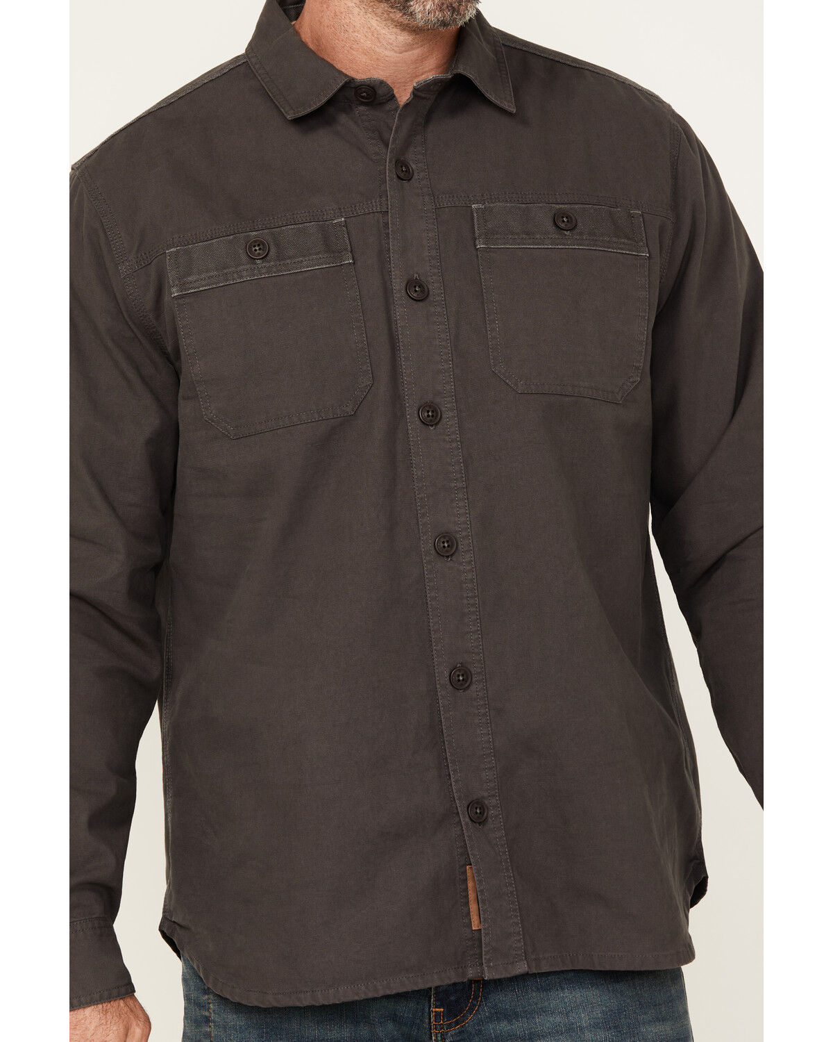 Lucky Brand Workwear Men's Solid Slub Canvas Long Sleeve Button-Down Work Shirt