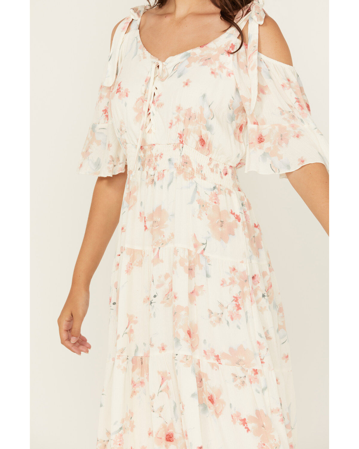 Wild Moss Women's Floral Print Cold Should High-Low Dress