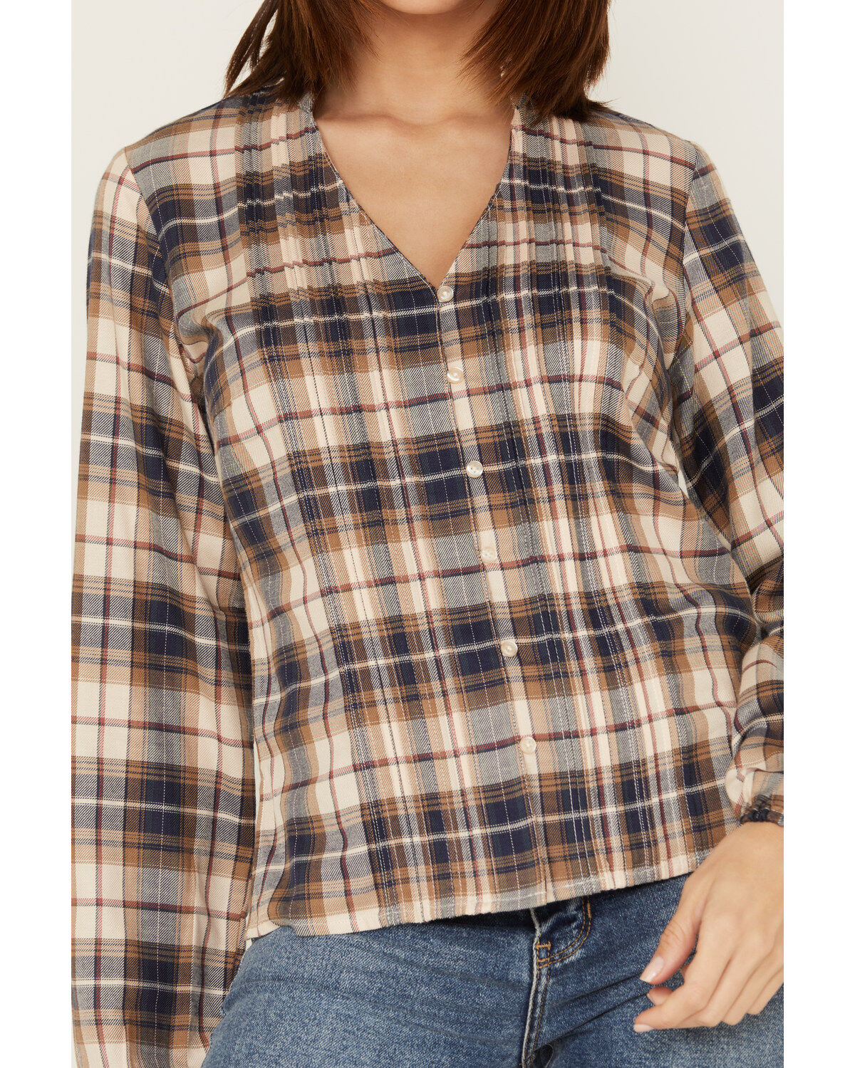 Cleo + Wolf Women's Plaid Print Blouse