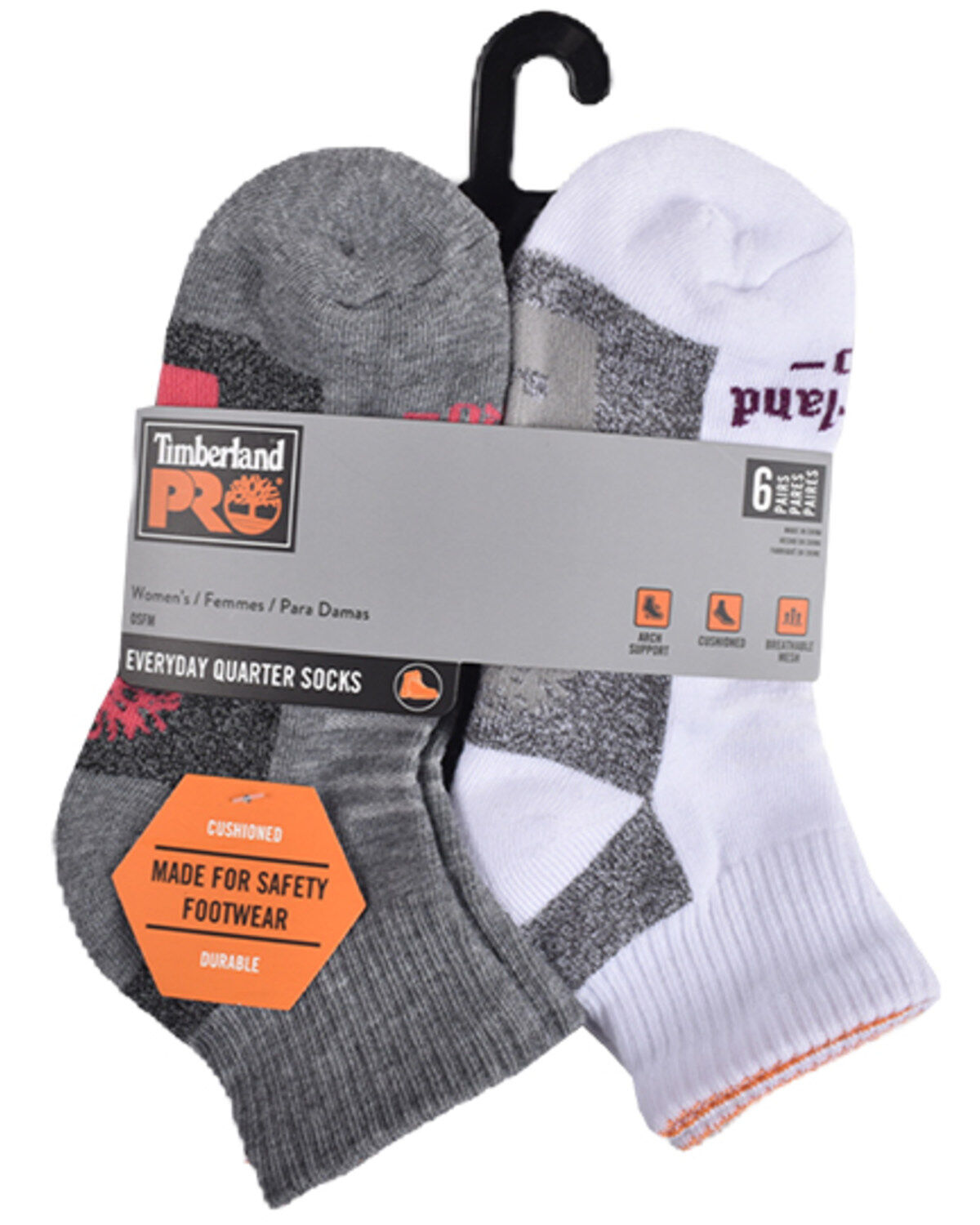 Timberland PRO Women's Contrast Logo Quarter Socks - 6 Piece