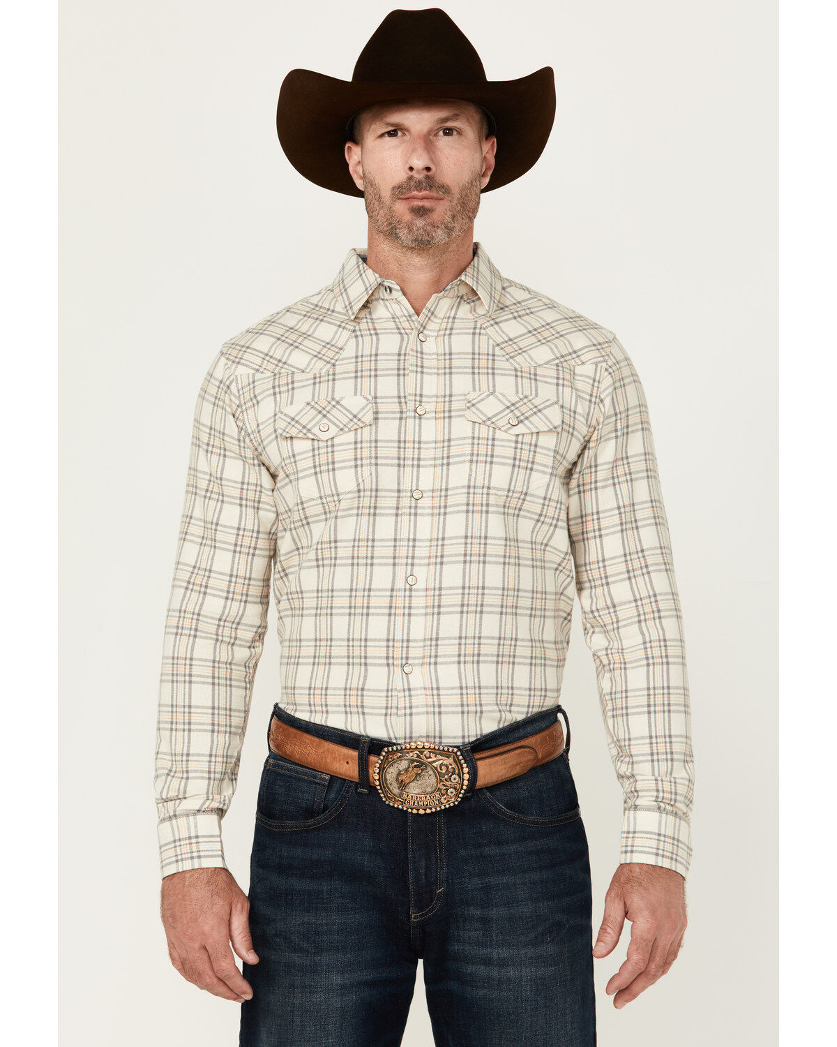Cody James Men's Declaration Plaid Print Long Sleeve Snap Western Shirt