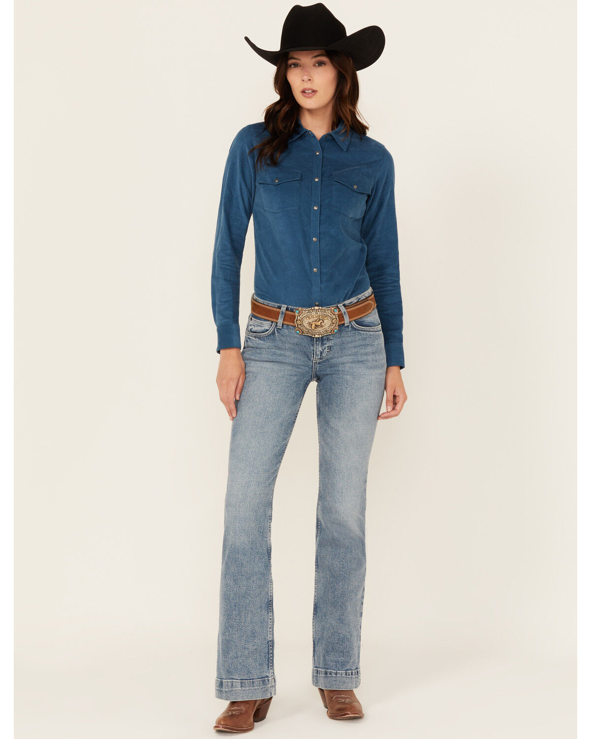 Wrangler Retro Women's Donna Medium Wash Mid Rise Trouser Stretch Denim Jeans