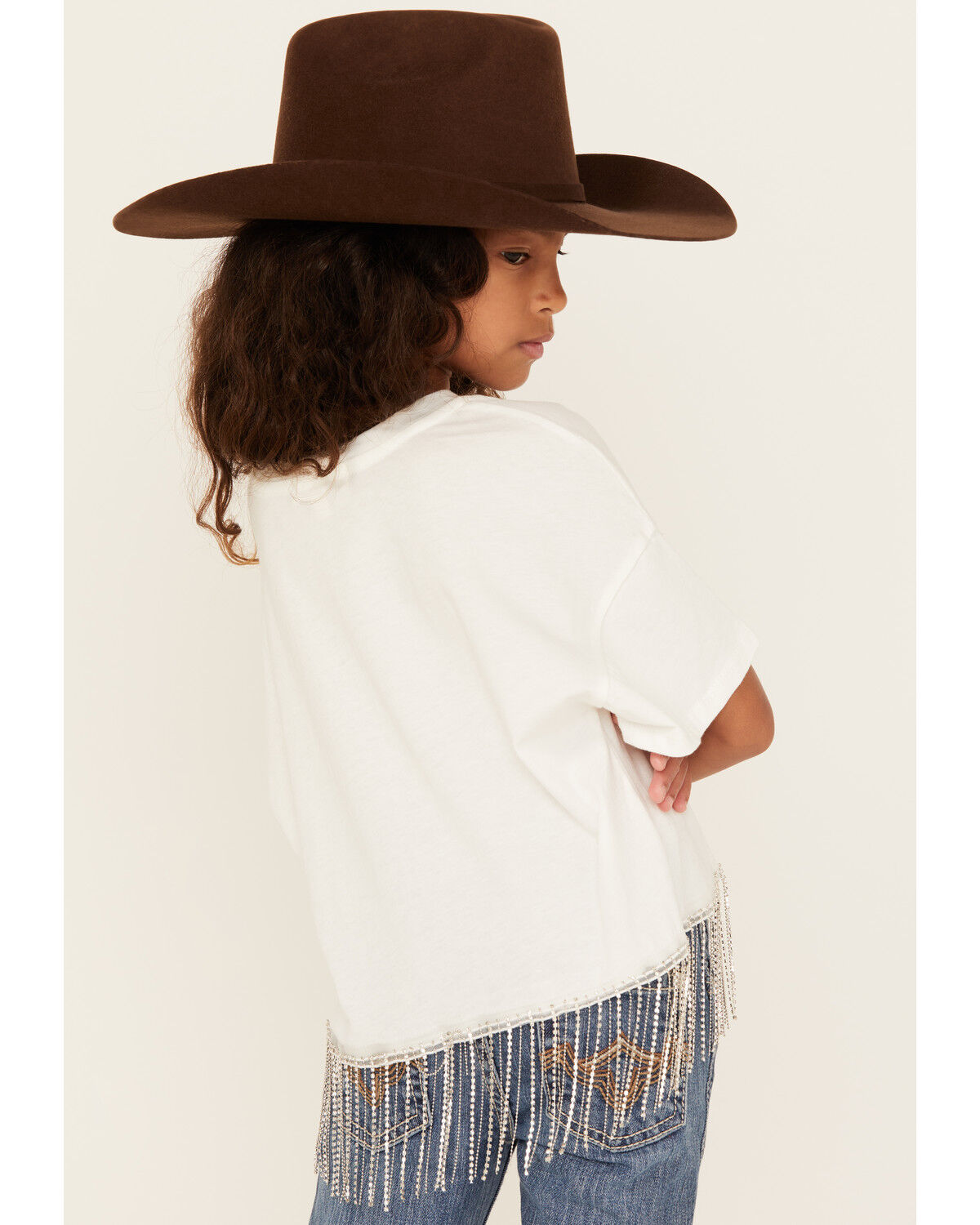 La La Land Girls' Rock & Roll Short Sleeve Fringe Graphic Tee