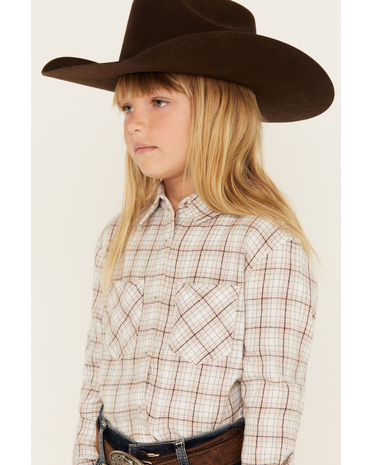 Shyanne Girls' Plaid Print Long Sleeve Snap Western Shirt
