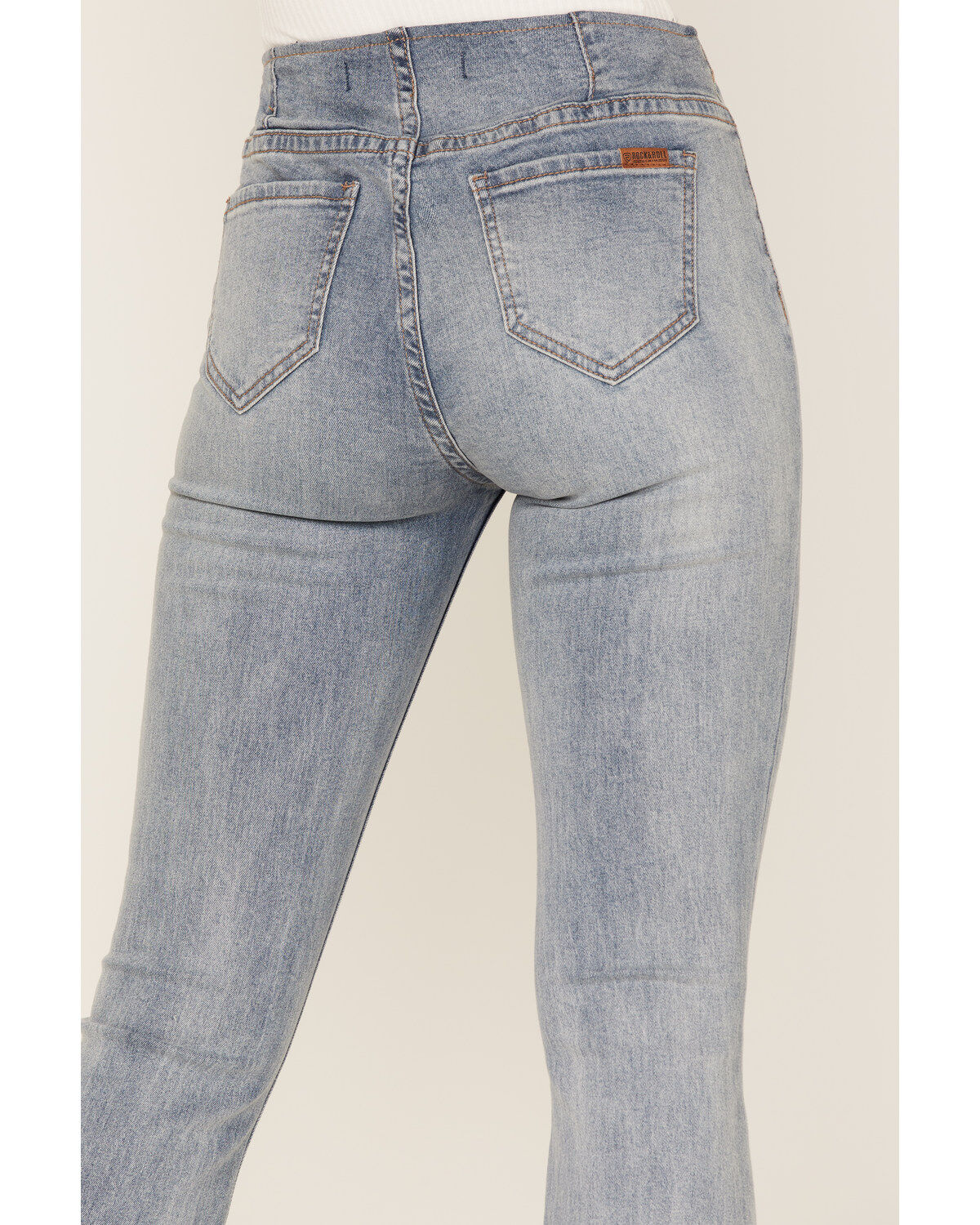 Rock & Roll Denim Women's Light Wash High Rise Flare Jeans