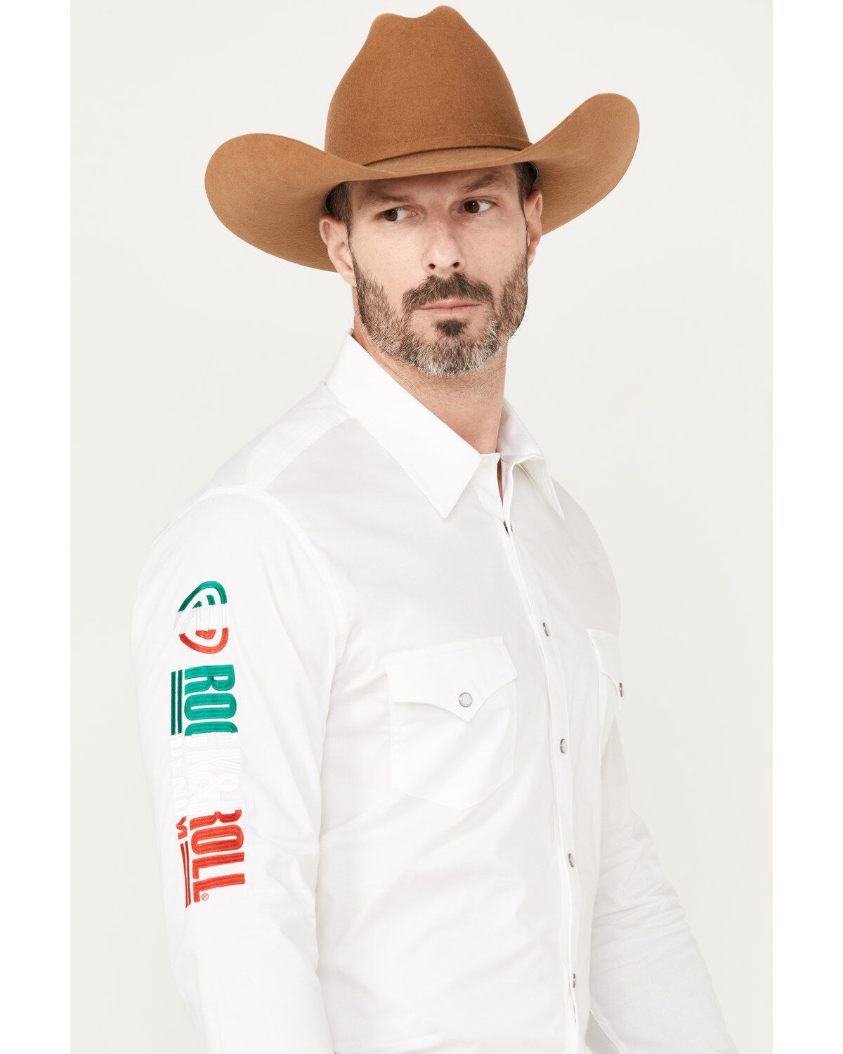 Rock & Roll Denim Men's Mexico Logo Long Sleeve Western Pearl Snap Shirt