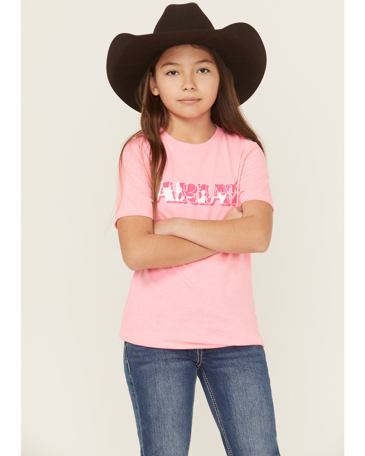 Ariat Girls' Boot Barn Exclusive Cowhide Logo Short Sleeve Graphic Tee