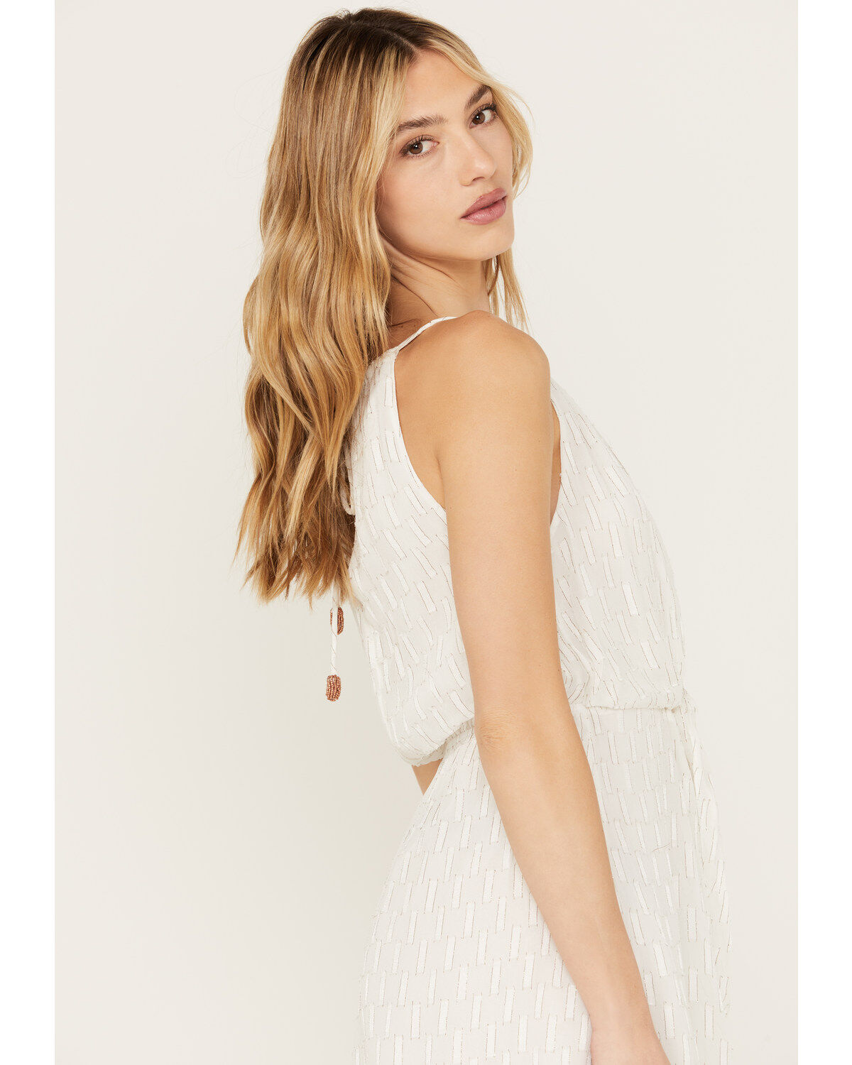 Idyllwind Women's Gladiolus Metallic Slip Tie Front Mini Dress