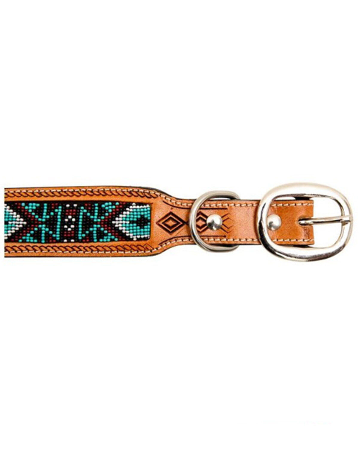 Myra Bag Whizter Hand-Tooled Beaded Dog Collar