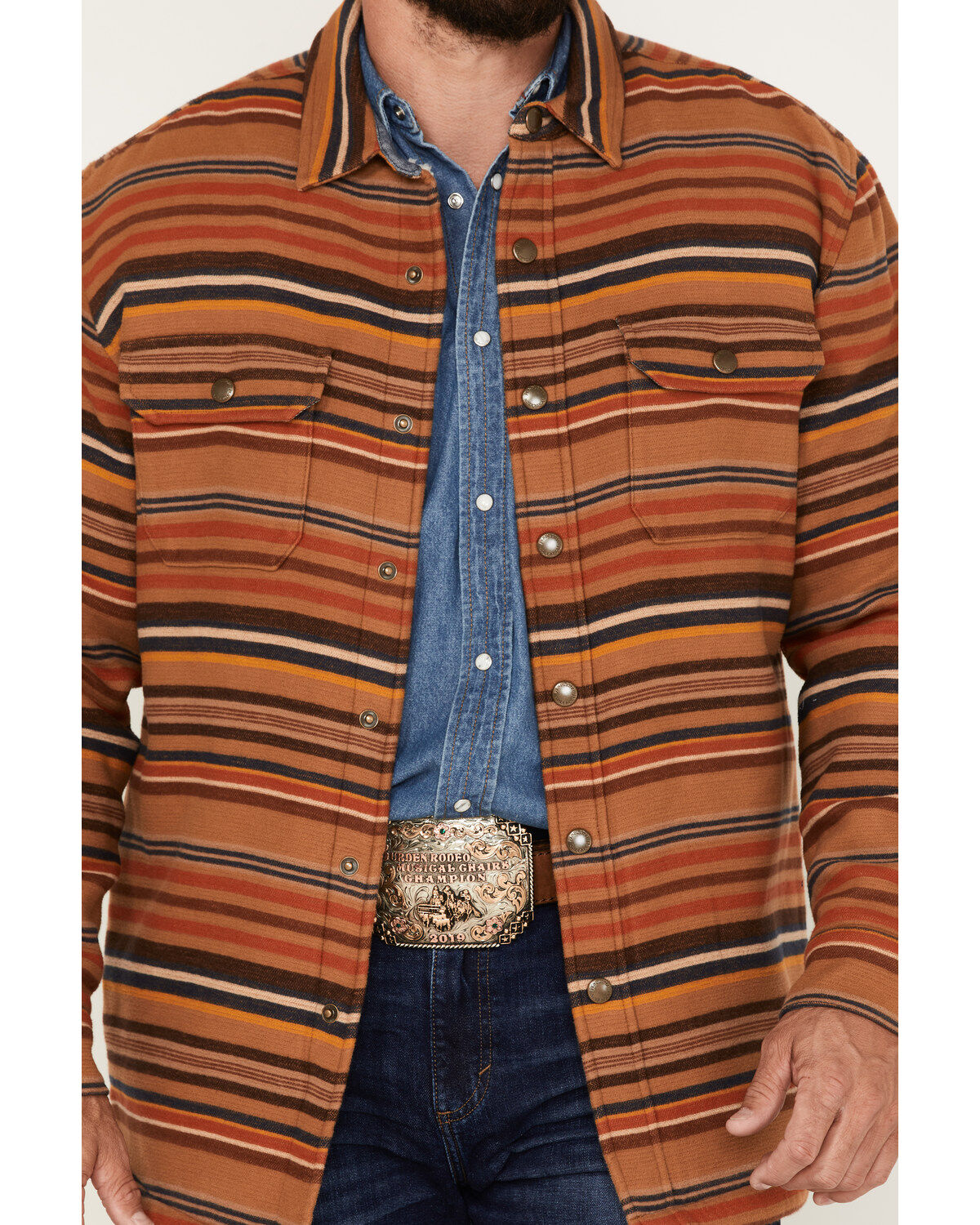 Pendleton Men's Striped Sherpa-Lined Snap Western Shirt Jacket