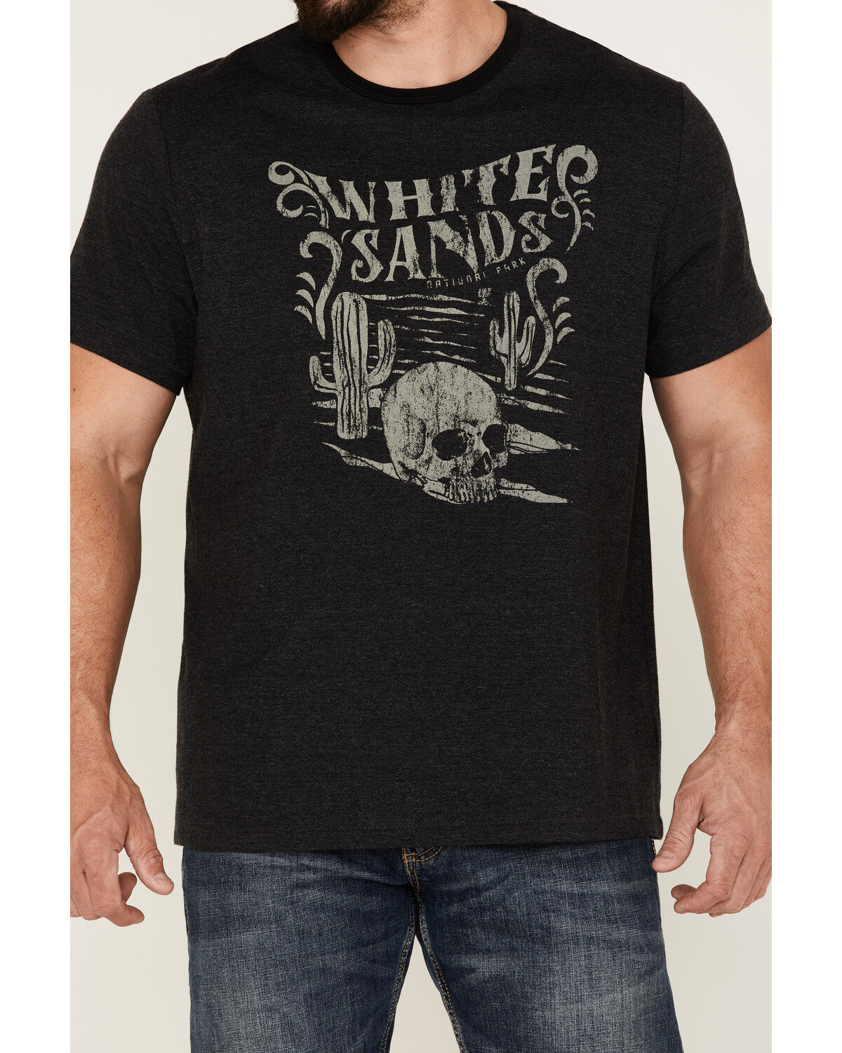Brothers and Sons Men's Heathered White Sands Skull Graphic Short Sleeve T-Shirt