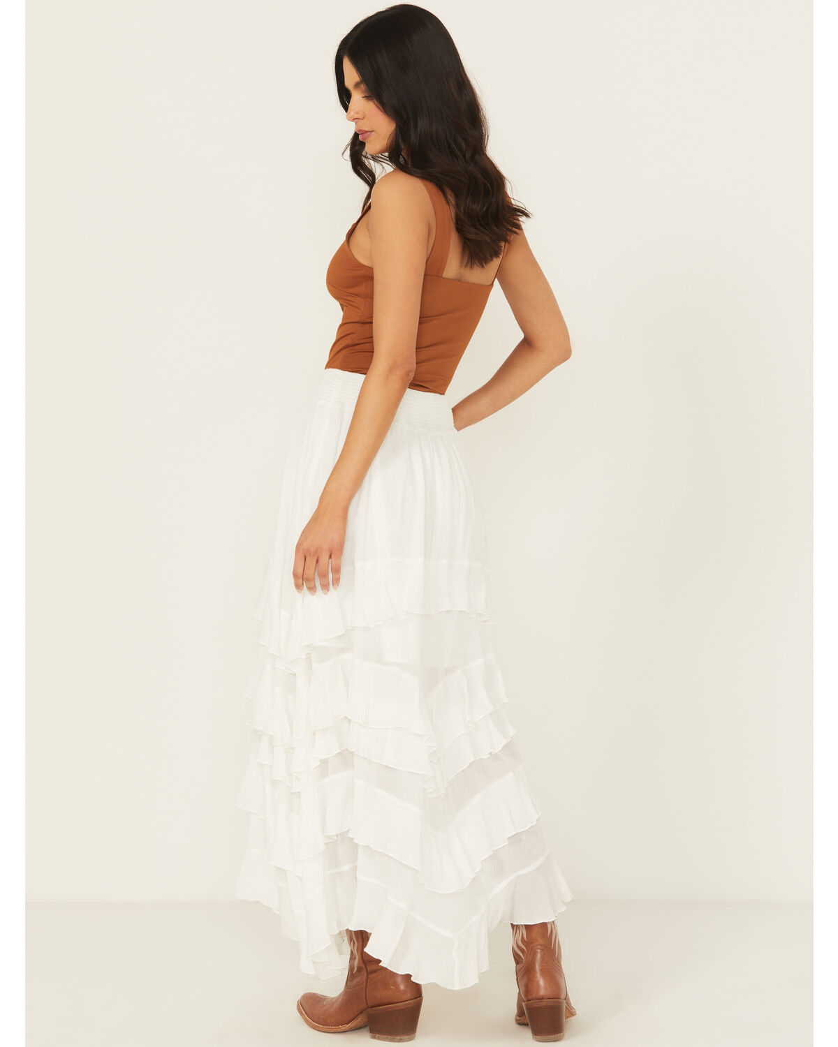 Blue B Women's Tiered Ruffle Midi Skirt